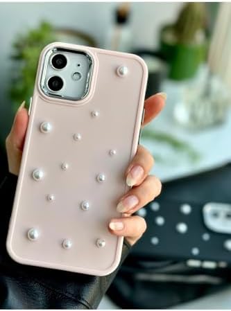 Iphone 12 ve 12 Pro Uyumlu Pearl Tasarım Oyuncaklı Esnek Silikon Kılıf - Pembepearl - Görsel 3