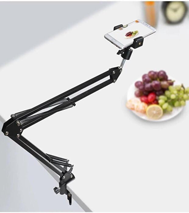 Alternative view of 360° Üst Çekim Masaüstü Telefon Tripodu | Ayarlanabilir Süspansiyon Kol, Metal Kaymaz Taban, Evrensel Telefon Tutucu, Siyah