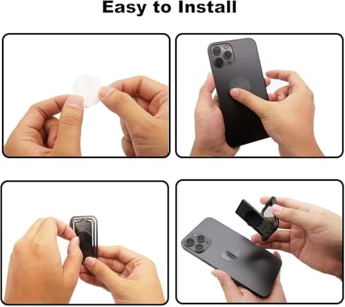 Cep telefonu tutucusu, ultra ince 360° dönebilen telefon arka tutucu, katlanabilir manyetik phone grip stand, el/yatak için evrensel manyetik araç tutucu (Metal siyah)