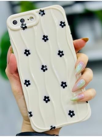 Iphone 7 Plus Ve 8 Plus ile Uyumlu SİYAH PAPATYA Baskılı Lansman Silikon Kılıf - Görsel 3