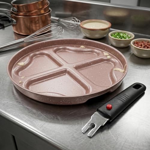 Alternative view of Redio Romantik 24 cm Kalpli Pankek ve Omlet Tavası - 4 Gözlü, Çıkarılabilir Saplı Yanmaz Yapışmaz Bölmeli Tava (PEMBE)