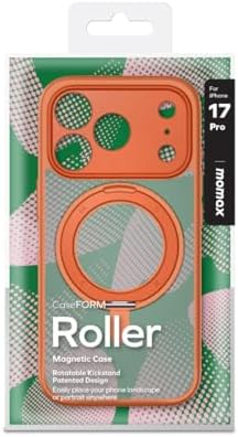 Iphone 17 Pro Roller Serisi 360° dönebilen halka standlı Magsafe Kılıf (Solar Orange)