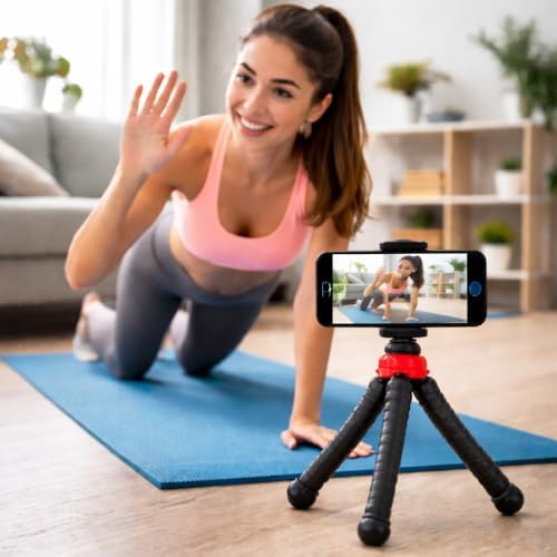 Esnek Youtuber Yayıncılar ve Sosya Medya için İdeal 30cm Ahtapot 360 Derece Taşınabilir Ayakları Bükülebilir Selfie Telefon Tutuculu 3 Ayaklı Kampda Tatilde Gezilerde Tripod Çok Hafif 320gr - Görsel 3