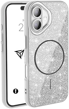 iPhone Kılıf M-safe Şarj Özellikli Parlayan Simli Sararmaz Kılıf (Gümüş, iPhone 16) - Görsel 2