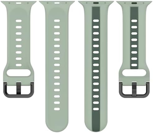 Apple Watch ile Uyumlu 42/44/45/49 MM için Metal Tokalı Spor Silikon Kordon Çift Renkli Hava Alabilen Delikli Kayış - Görsel 3