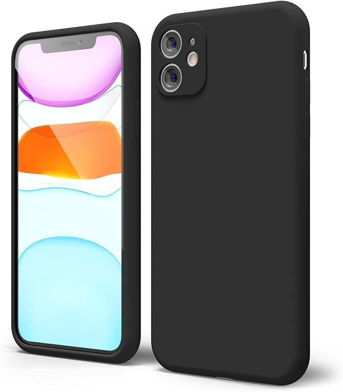 Apple iPhone 11 Kılıf 6.1 ile Uyumlu, İnce Sıvı Silikon 3 Katmanlı, Kamera Koruyuculu, Tam Kaplamalı Yumuşak Jel Kauçuk Kılıf Kapak 6.1 inç, Siyah
