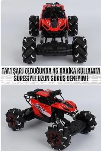 Oyuncak 2.4 Uzaktan Kumandalı 4X4 Full Fonksiyon Drif Atabilen Şarjlı Off Road Arazi Arabası Mavi- Kırmızı (KIRMIZI)