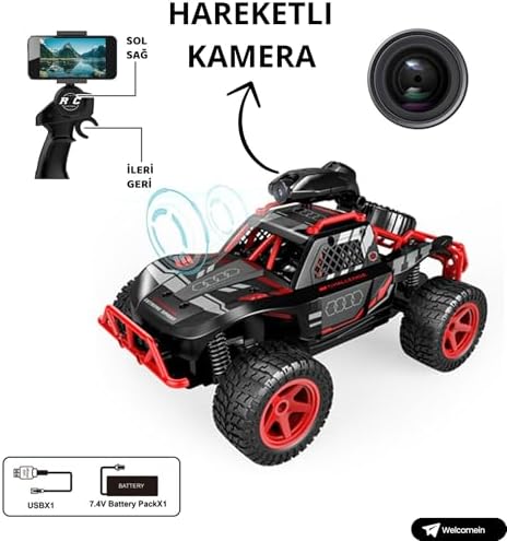Oyuncak Wifi Kameralı 2.4ghz Uzaktan Kumandalı 1:16 Drift Atan 4x2 Offroad Rock Crawler Araba - Görsel 3