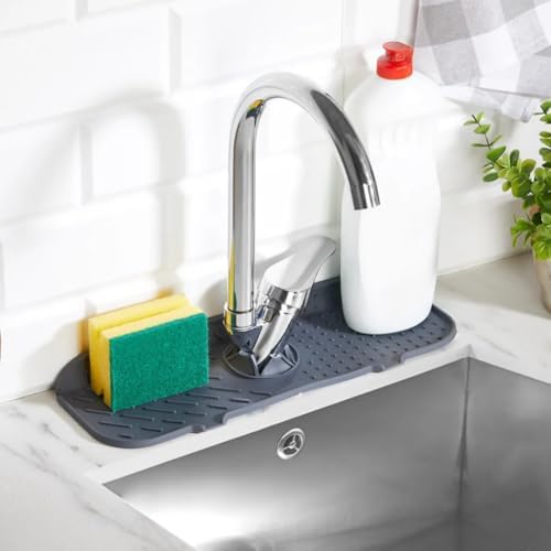 Elastik Musluk Matı Su Tutucu Düzenleyici Silikon Kaydırmaz Mutfak Eyve Banyo Lavabo Tezgah Üstü Matı - Görsel 3