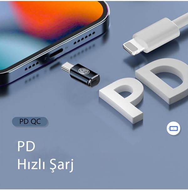 35W Type C to Lightning iPhone 15 Max Pro Plus Yuva Çevirici Hızlı Şarj Aktarımı OTG Dönüştürücü Koyu Mavi OTGTM (OTGTM-D) - Görsel 3