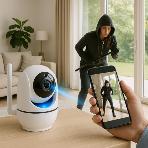 WiFi Akıllı Güvenlik Kamerası | 360° Görüş | Hareket Algılama & Anlık Bildirim | Gece Görüşü | 7/24 Uzaktan İzleme & Bulut Depolama Destekli - Görsel 3