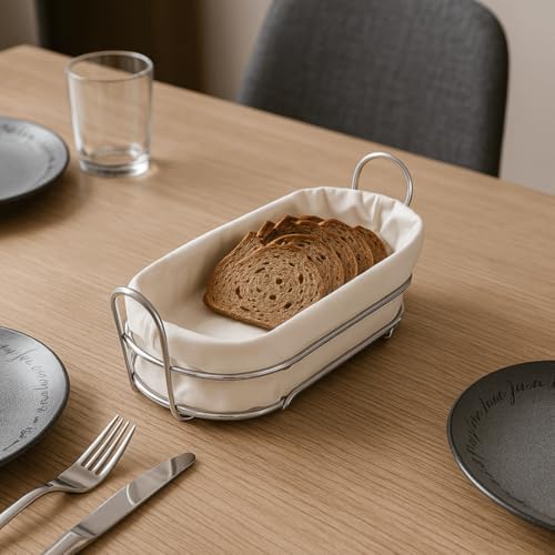 Alternative view of Tel Ekmek Sepeti İç Bezli – Çıkarılabilir ve Yıkanabilir Bezli Ekmeklik – Cırtlı Bez Tasarım – Masa ve Mutfak İçin Şık Ekmek Sepeti – 35x15x9 cm (Krem)