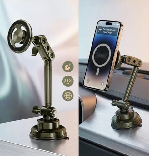 MagSafe ile Uyumlu Araç Telefon Tutucu SJ-T13, Vakumlu Vantuz Taban, 360° Dönebilen Başlık ve Ayarlanabilir Çok Eksenli Kol ile Güvenli Sabitleme | SJ-T13 - Görsel 3