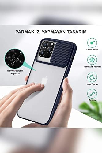 Apple iPhone 13 ile Uyumlu Kapak Lensi Açılır Kapanır Kamera Korumalı Kılıf - Siyah