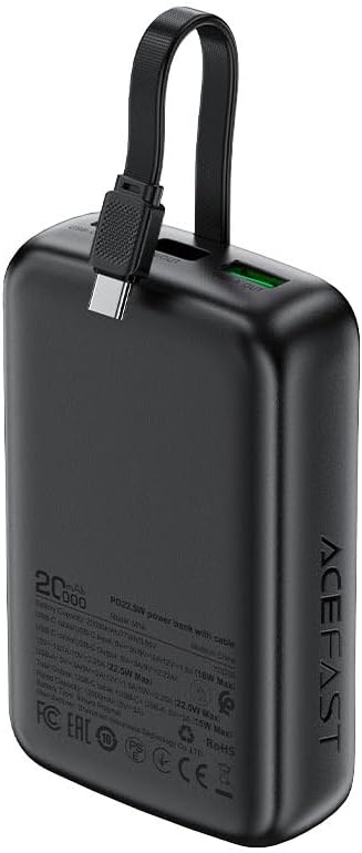 Acefast LED Dijital Ekranlı 20000 mAh Taşınabilir Şarj Aleti PD22.5W Powerbank + Usb-C Kablosu - M14 - Görsel 3