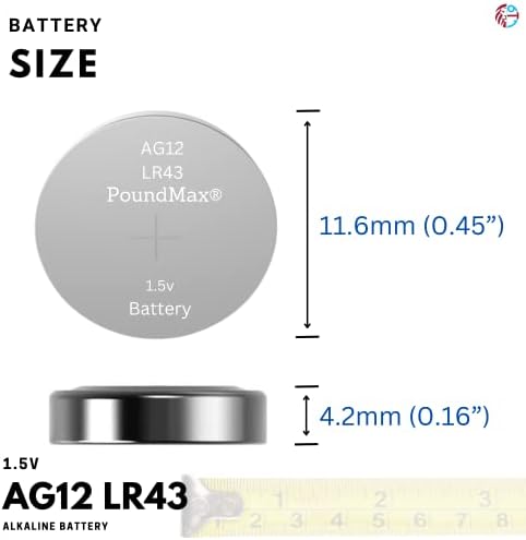 10 X PoundMax AG12,LR43,LR1142,386,1,5V Alkalin Düğme Pil - Görsel 3