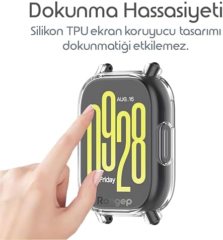 Alternative view of Xiaomi Redmi Watch 5 Active için 360° Kasa Koruyucu Yumuşak TPU Kılıf Dokunmatiği ve Görüntüyü Etkilemeyen Darbelere ve Çizilmeye Karşı Redmi Watch 5 Active Ekran Koruyucu Kılıf (Şeffaf)