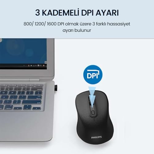 SPK7538 Kablosuz Bluetooth 1600DPI 5 Tuşlu Optik Mouse Siyah - Görsel 3