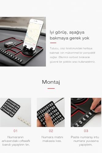 Araç içi Telefon Tutucu Vakumlu Araba telefon tutucu Araba Numaratör, 360° Döner Başlık, Vakumlu Oto Telefon Tutucu - Görsel 3