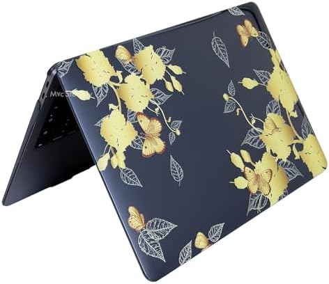 MacBook Air M1 Kılıfı 13.3 İnç A2337 A2179 A1932 Uyumlu Kristal Parlak Çiçek Desenli Sert Kapak Hard Case Koruyucu Kılıf UV Baskılı Çizilme Önleyici Laptop Kılıfı Sarı - Görsel 2