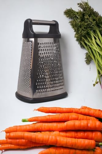 4 Taraflı Paslanmaz Çelik Rende, Dikdörtgen Kaydırmaz Tabanlı Tutacaklı Paslanmaz Çelik Rende (22cm*14cm*12cm)