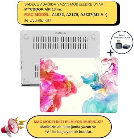 MacBook Air 13 İnç Kılıf A2337 M1 A2179 A1932 Uyumlu Mat Sert Kapak UV Baskılı Modern Desenli Koruyucu Hard Case İnce Hafif Laptop Kılıfı Pembe - Görsel 3