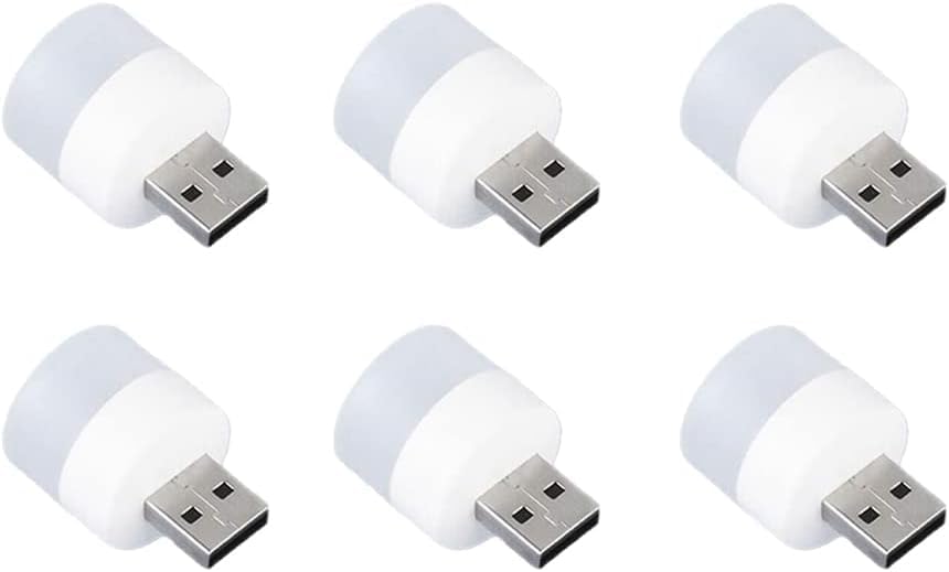 ‎Monte Lua Mini LED lambalar, okuma ışığı, 6 parçalı taşınabilir mini USB gece lambası, mobil LED, bebek uykusu, mobil şarj lambaları için küçük yuvarlak ışıklar