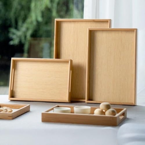 Bambu Servis Tepsisi Seti, Doğal Ahşap, 3'lü Set, Küçük-Orta-Büyük, Kahvaltı ve Sunum için - Görsel 3