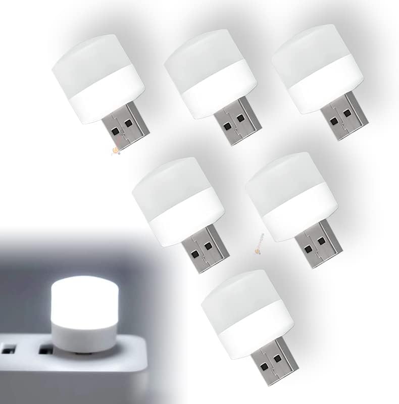 Mini USB LED Işık, 1W Enerji Tasarruflu, Gece Aydınlatma, Rehber Gece Lambası, Kitap Okuma Lambası Işığı, Küçük Yuvarlak Işıklar (6 ADET)