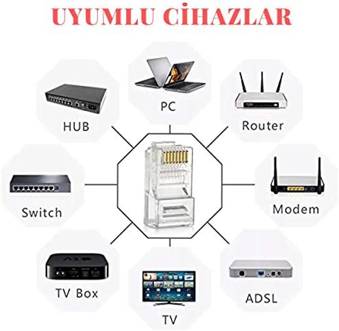 4220 100 Adet RJ45 Jack Cat5 İnternet Kablo Kablosu Ucu Konnektör Connector - Görsel 3
