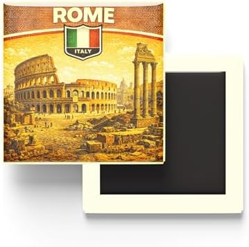 Alternative view of İtalya Roma Şehri Temalı Vintage Buzdolap Magneti – 9x9 cm