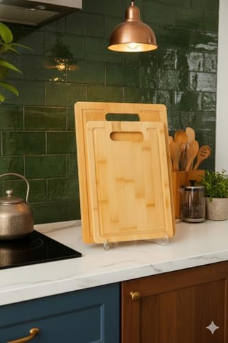 2'li Bambu Kesme Tahtası Bambu Doğrama Tahtası Doğal Bambu Mutfak Kesim Tahtası 30x20 cm - Görsel 3