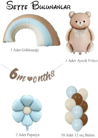 Retro Papatya Temalı Erkek Bebek Konsept Doğum Günü Seti (6Months) - Görsel 2