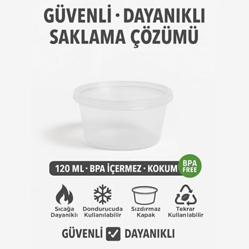 Jouis Saklama Kabı Sos 50 Adet 120 ml – 4 oz Kemik Suyu, İlik Suyu, Anne Sütü, Sos ve Püre Dondurucu Uyumlu Buzluk Kabı, Sızdırmaz Kapaklı (BPA İÇERMEZ - KALİTELİ) - Görsel 2