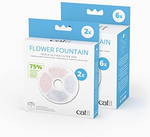 Catit Triple Action filtre çerçevesiz, Catit çiçek çeşmesi için filtre, 6'lı paket