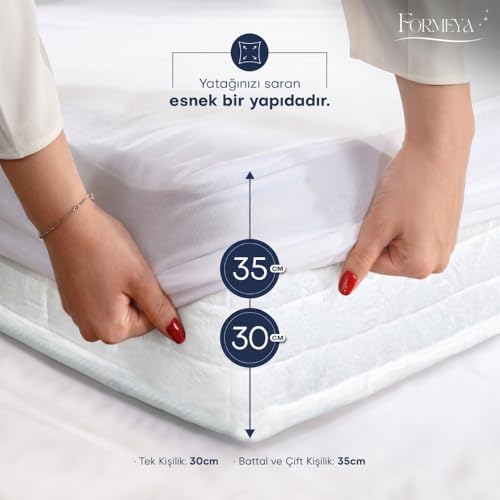 Alternative view of Formeya Mikro Fitted Full Kenar Su Sıvı Geçirmez Yatak Koruyucu Alez Bebek-Tek-Çift Kişilik Battal Boy Alez