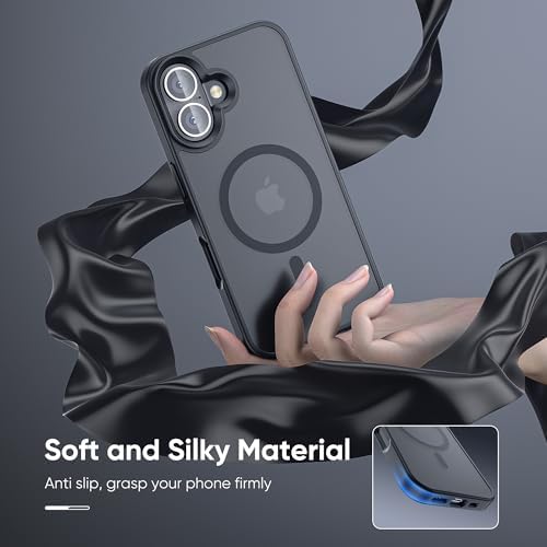 Tigowos iPhone 16 için Güçlü Manyetik Kılıf MagSafe 16FT Düşmeye Dayanıklı Sararma Önleyici Arka Kapak Darbeye Dayanıklı iPhone 16 Telefon Kılıfı 6,1 inç için Dar Kesim, Siyah Titanyum - Görsel 3