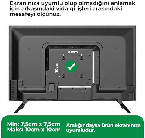 Hareketli TV Askı Aparatı, 22-49 İnç Uyumlu, 170° Yatay Hareket, 3 Kollu Duvar Askısı, 40 kg Taşıma Kapasitesi, VESA100x100, 75x75