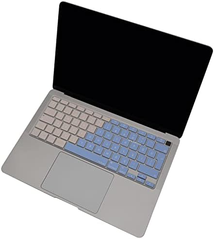 Alternative view of Türkçe Q Klavye Koruyucu MacBook Air 13 A1932 A2179 A2337 M1 Uyumlu | UK ISO Ters L Enter | Ultra İnce Silikon Keyboard Cover Mavi Pembe