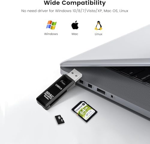 USB3.0 SD/TF Kart Okuyucu, USB 3.0 5Gbps Yüksek Hızlı Çift Yuvalı OTG Hafıza Kartı Adaptörü TF/Micro SD/SD/SDXC/Micro SDXC/Micro SDHC Hafıza Kartları için, MacBook Pro/Air ile Uyumlu - Görsel 3