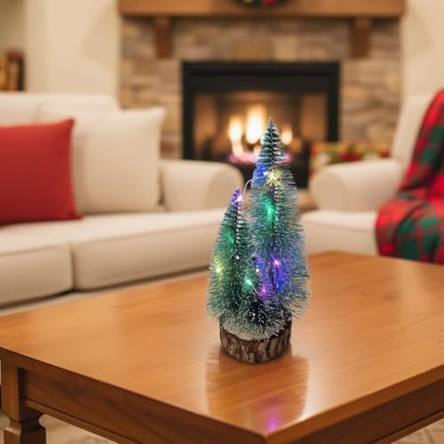 Alternative view of 1 Adet RGB Işıklı Mini Yılbaşı Ağacı Masaüstü Aydınlatma Dekoratif Hediyelik Noel Pilli Çam Ağaç Yılbaşı Süsü 20cm (20cm)
