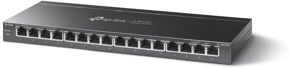 TL-SG116P, 16-Port Gigabit Desktop Switch with 16-Port PoE+ - Görsel 3