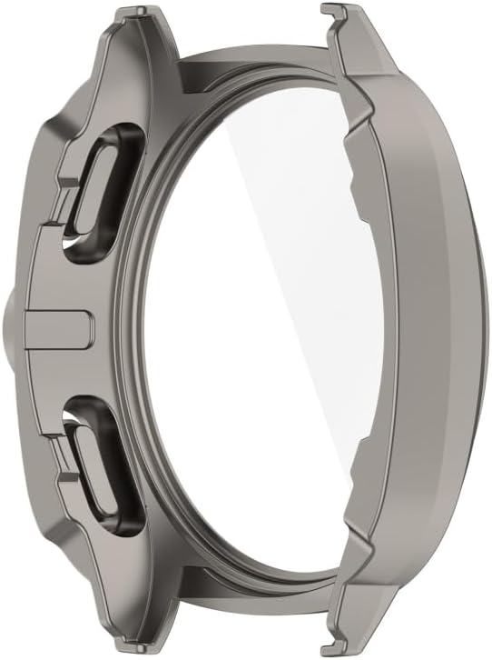 Galaxy Watch 7 40mm için Kasa Dönüştürücü Kılıf Yeni Nesil Görünüm Veren PC + Temperli Ekran Koruyuculu Dokunmatiği Etkilemeyen Sert Kabuklu Kasa Koruyucu (Titanyum)