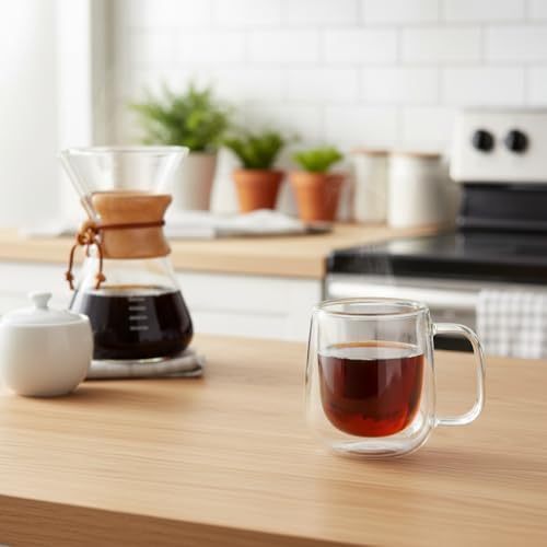 2'li Çift Cidarlı Cam Fincan Seti - 100 ml Isıya Dayanıklı Espresso ve Türk Kahvesi Bardağı - El Yakmayan Modern Sunum (2 Adet) - Görsel 3