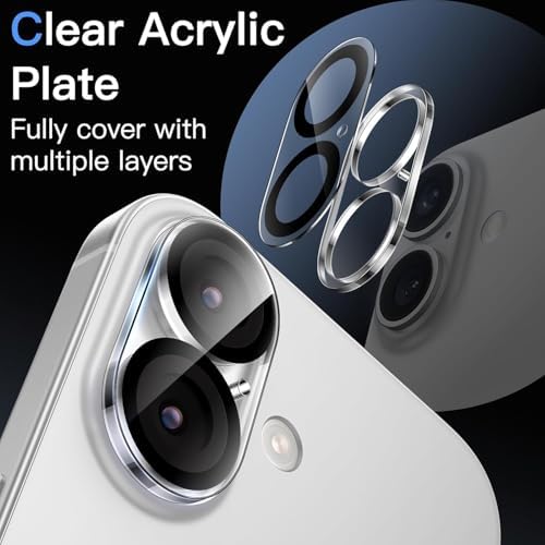 iPhone 17 Uyumlu Full Kamera Lens Koruyucu Darbe Dayanıklı Temperli Cam Tam Koruyucu HD Şeffaf Kamera Lens Cam Film Çizilme Önleyici - Görsel 3