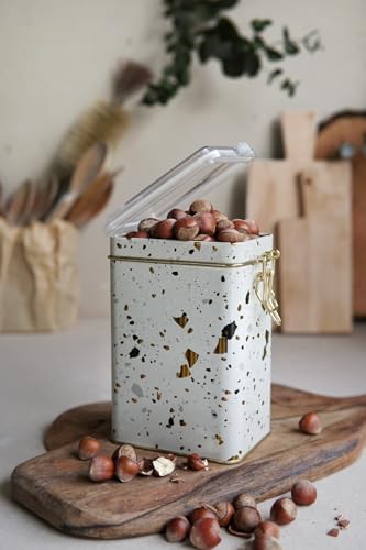 EVLE-Er043-9g Terrazzo Cream Desenli Dikdörtgen Metal Saklama Kabı 8x10 Cm (Terrazzo Cream) - Görsel 2