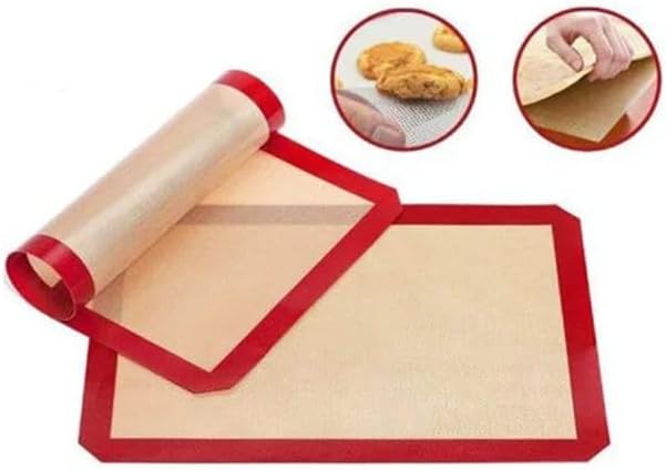 Silikon Pişirme Matı, Yıkanabilir Yanmaz Pastacılık Fırın Matı - Isıya Dayanıklı, Çok Renkli, 30 x 40 cm