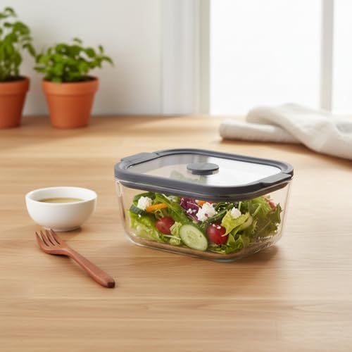 Cam Kapaklı Silikon Vakumlu Borosilikat Saklama Kabı - 470 ml Orta Boy Kahve, Çay ve Kuruyemiş Kavanozu - Görsel 3