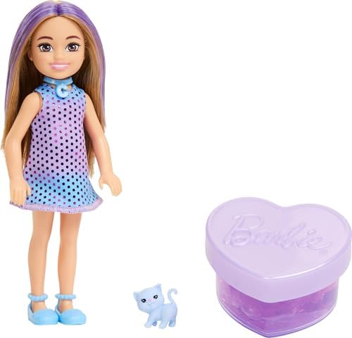Party Unboxed Chelsea oyuncak bebek seti, Glam Party serisi 6 sürpriz, evcil hayvan ve renk değişimi dahil (stiller farklı olabilir), JFY04