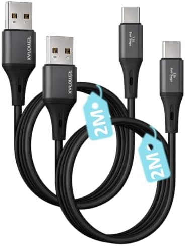 2Adet x 2Metre USB A-Type C Kablo Seti, 3.1A Hızlı Şarj, Siyah/Antrasit Metal, REMORAX (2Ad x 2Metre Siyah) - Görsel 3